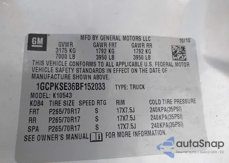 2011 Chevrolet Silverado 1500 Lt z USA, uszkodzony, nr VIN 1GCPKSE36BF152033